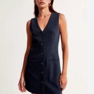 Abercrombie & Fitch Navy Pinstripe Mara Mini Dress